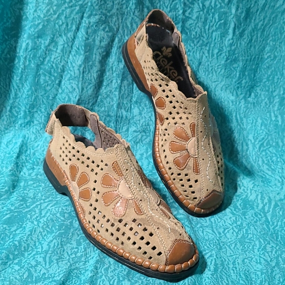 Rieker Shoes - Boho Suede & Leather Floral Shoes